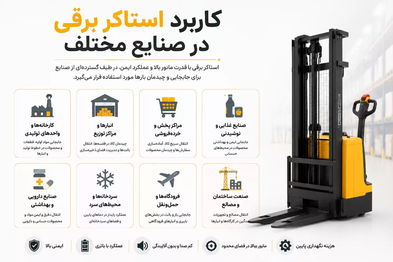 کاربرد استاکر برقی در صنایع مختلف