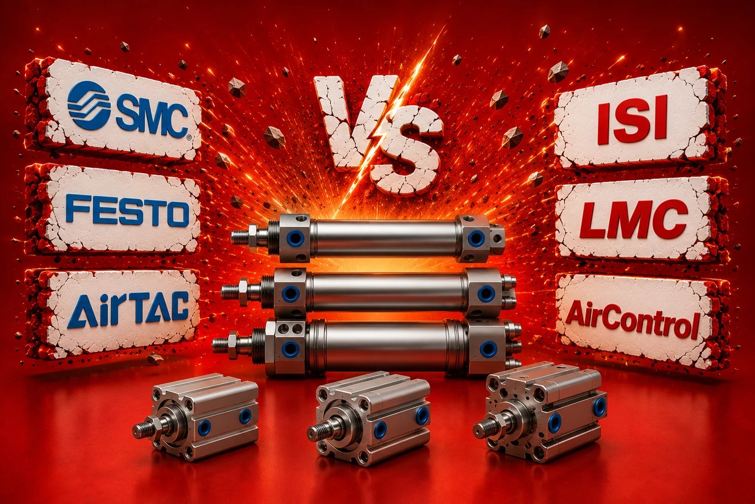 مقایسه برندهای سیلندر پنوماتیک فستو، SMC، ایرتک و پارس پنوماتیک