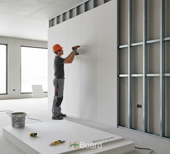 پانل MgO برند HB Board در اجرای دیوار داخلی ساختمان