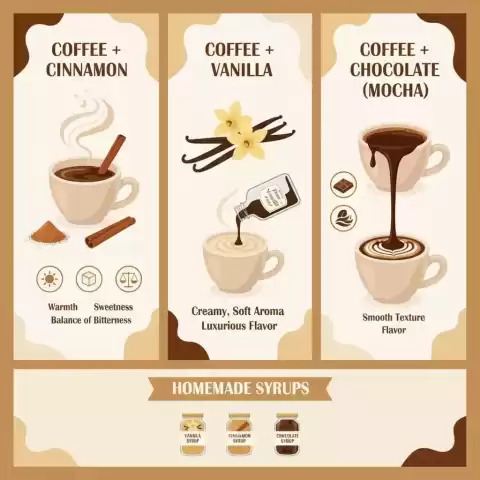 ترکیب قهوه با دارچین، وانیل و شکلات
